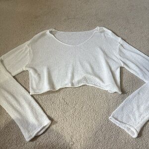 White Long Sleeve Crop Top
